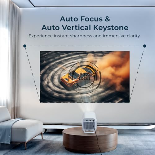 Image of OTEK PIXA Smart Projector with WiFi Bluetooth Native 1080P Full HD 4K Support Netflix Prime Video Android 11 Auto Focus Portable Home Theater Cinema Projector for Home Office