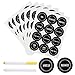 yumcute Etiquetas autoadhesivas para especias, 288 unidades, negras, con 2 rotuladores, impermeables, redondas, pegatinas para escribir, 40 x 40 mm