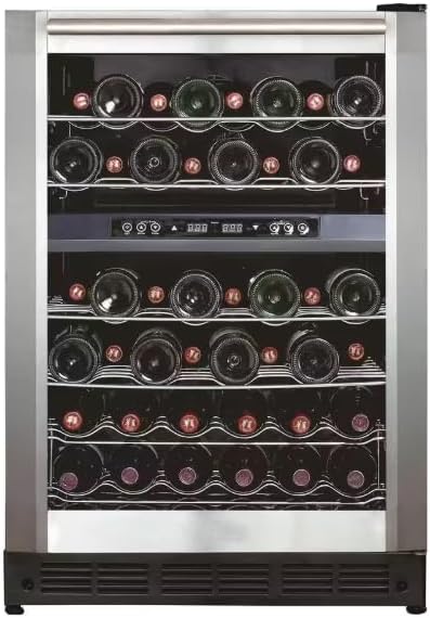 44-Bottle Dual Zone Wine Cooler – Built-In or Freestanding Stainless Steel Beverage Fridge with Digital Thermostat, LED Lighting, Reversible Door