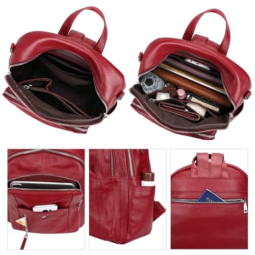ALTOSY Fashion Genuine Leather Backpack Purse for Women Shoulder Bag Casual Daypack Medium - Image 7