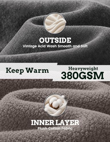 Image of FAIABLE Womens Oversized Acid Wash Hoodie Unisex Heavyweight Fleece Cotton Hoodies Vintage Washed Sweatshirt for Women