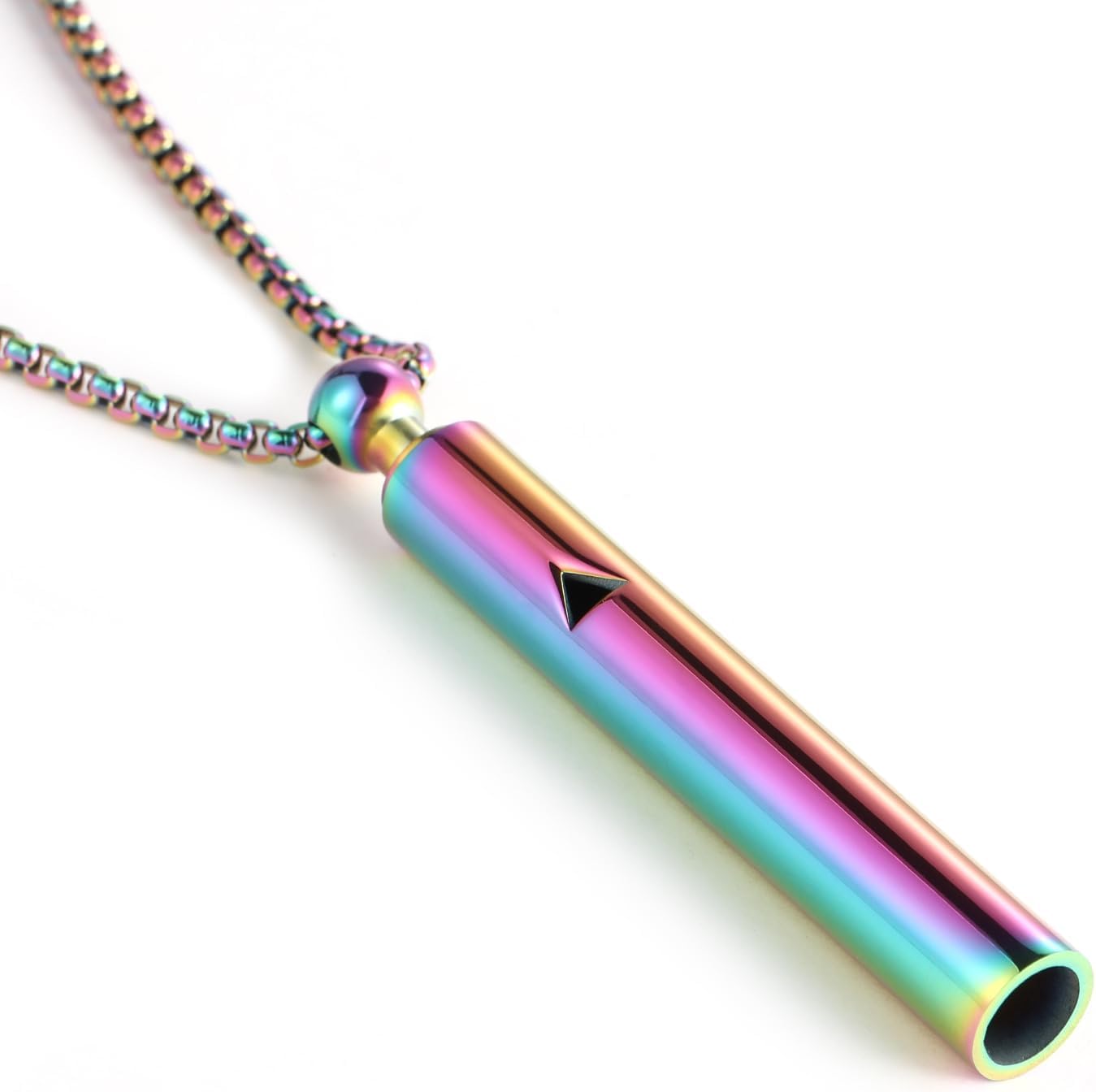 Breathlace Breathing Necklace for Anxiety Relief & Mindfulness – Stainless Steel Breathing Tool for Stress Management, Relaxation, and Focus – Adjustable 27.6 Inch Chain for Women & Men (Style4 Colorful)