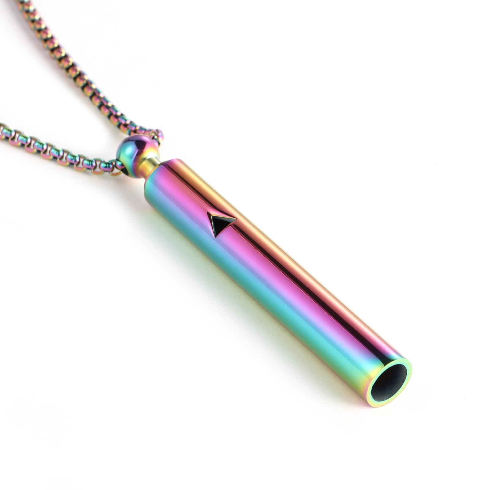 Breathlace Breathing Necklace for Anxiety Relief & Mindfulness – Stainless Steel Breathing Tool for Stress Management, Relaxation, and Focus – Adjustable 27.6 Inch Chain for Women & Men (Style4 Colorful)
