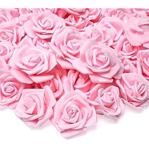 Warmiehomy Artificial Flower Foam Rose, 50 Pcs Real Touch Artificial Roses for DIY Bouquets Wedding, Party, Garden, Office, Home Decor, Light Pink Cover