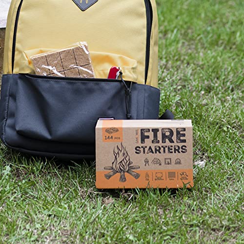 CANDWAX Fire Starters for Campfires 144 pcs Waterproof Charcoal Fire