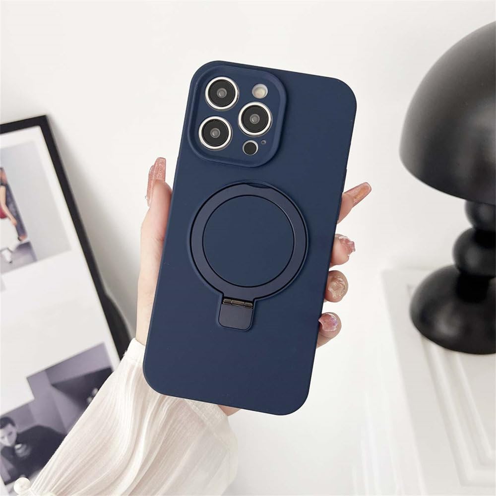 Coque silicone iPhone 11 antichoc et étui magnétique bleu uni avec bague de support - 8