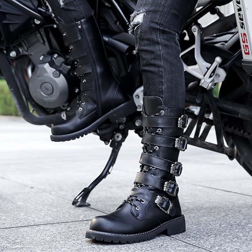 Men's Motorcycle Boots Black Tall Boots Waterproof Leather Motorcycle Riding Boots Men's Black Motorcycle Boots4