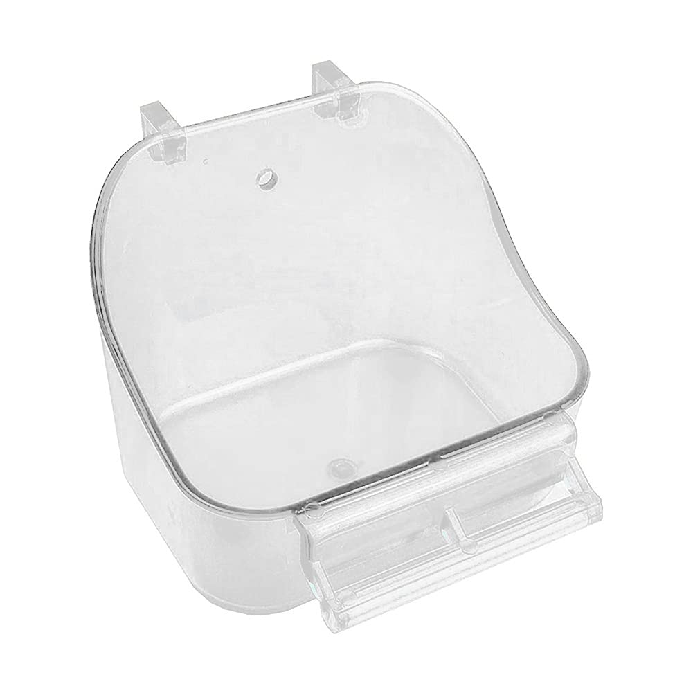 Yicare Bird Food Feeder Bird Feeding Cups Plastic Hanging Bowl Hamster Bowl Water Cup for Poultry Parrot Pigeon Parakeet Budgie Cage Clear