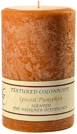 Textured Spiced Pumpkin Scented Pillar Candles, 4 x 6 inches