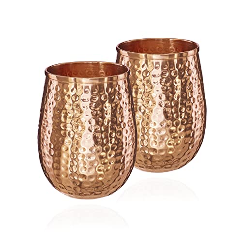 NKlaus 2x gobelets en cuivre pur 100% Ayuverda Gobelet Ovale Moscow Mule 500ml 11262