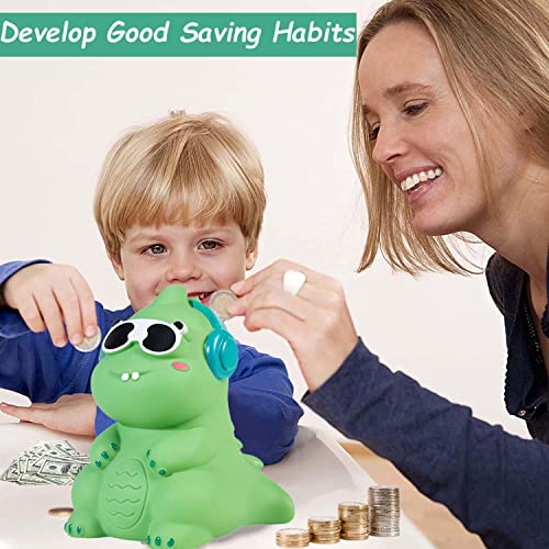 Dinosaur Piggy Bank, Large Capacity Creative Money Coin Bank, Plastic Shatterproof Cute Kids Piggy Bank For Boys Girls, Great Gifts For Birthday, Christmas, Baby Shower Home Decoration #TOP1