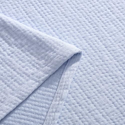 Image of Tommy Hilfiger - Twin Cotton Blanket, Woven Running Stitched Bedding, Medium Weight Soft Blanket, Anti-Pilling & Fade Resistant, Ideal for Layering, Oeko-TEX Certified (Blue)