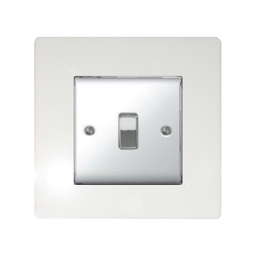 Focus Plastics SINGLE LIGHT SWITCH SOCKET COLOURED ACRYLIC SURROUND FINGER PLATE - BUY 2 GET EXTRA 1 FREE (10 COLOURS) (White)