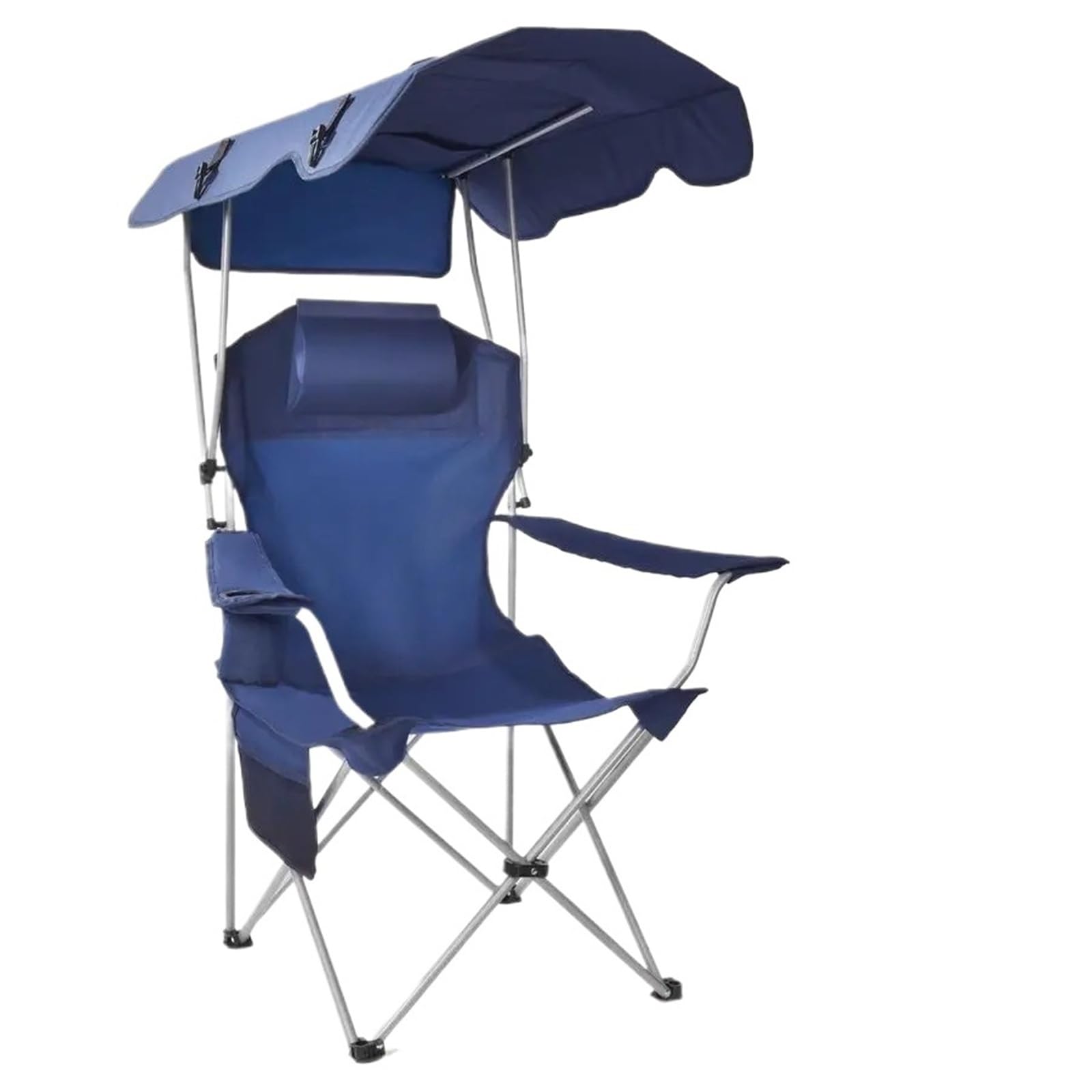 Chaise de camping pliante à dossier haut pour vos journées farniente à la plage avec pare-soleil