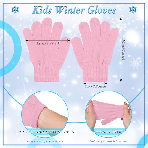 Image of Xtinmee 100 Pcs Kids Winter Beanie and Gloves Bulk Warm Knit Hat Stretchy Full Fingers Gloves Pack Unisex Cold Weather Set