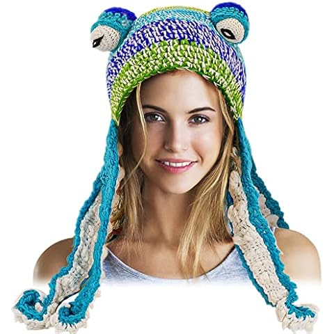 Aizami Knitted Winter Hat Beanie Octopus Hat for Women and Men, Blue-white Cover