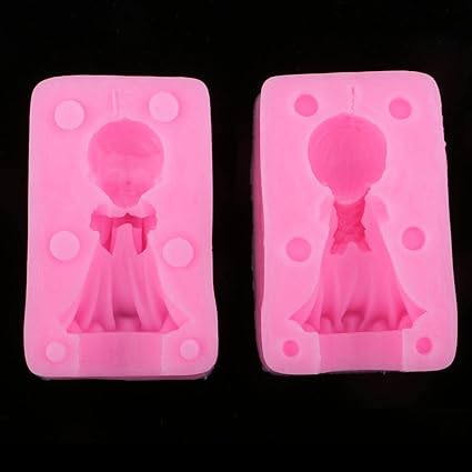 Generic 3D Angel Boy Candle Making Moulds Soap Molds Silicone Chocolate Cake Bread Mold Jelly Fondant Candy Baking Mould for Baby Shower