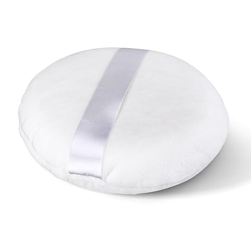 Sibba Soplo de polvo suelto grande, 5.12 pulgadas, ultra suave, lavable, reutilizable, de terciopelo, con cinta para limpieza facial, mezcla de