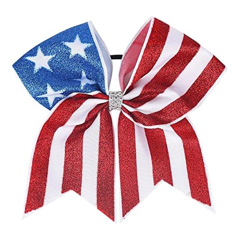 Koolgil Girl's 4th of July Independence Day Swallowtail Rubber Band Children's American Flag Hair Tie Headrope National Day Star Stripe Element Elastic Hair Loop (B1) Cover