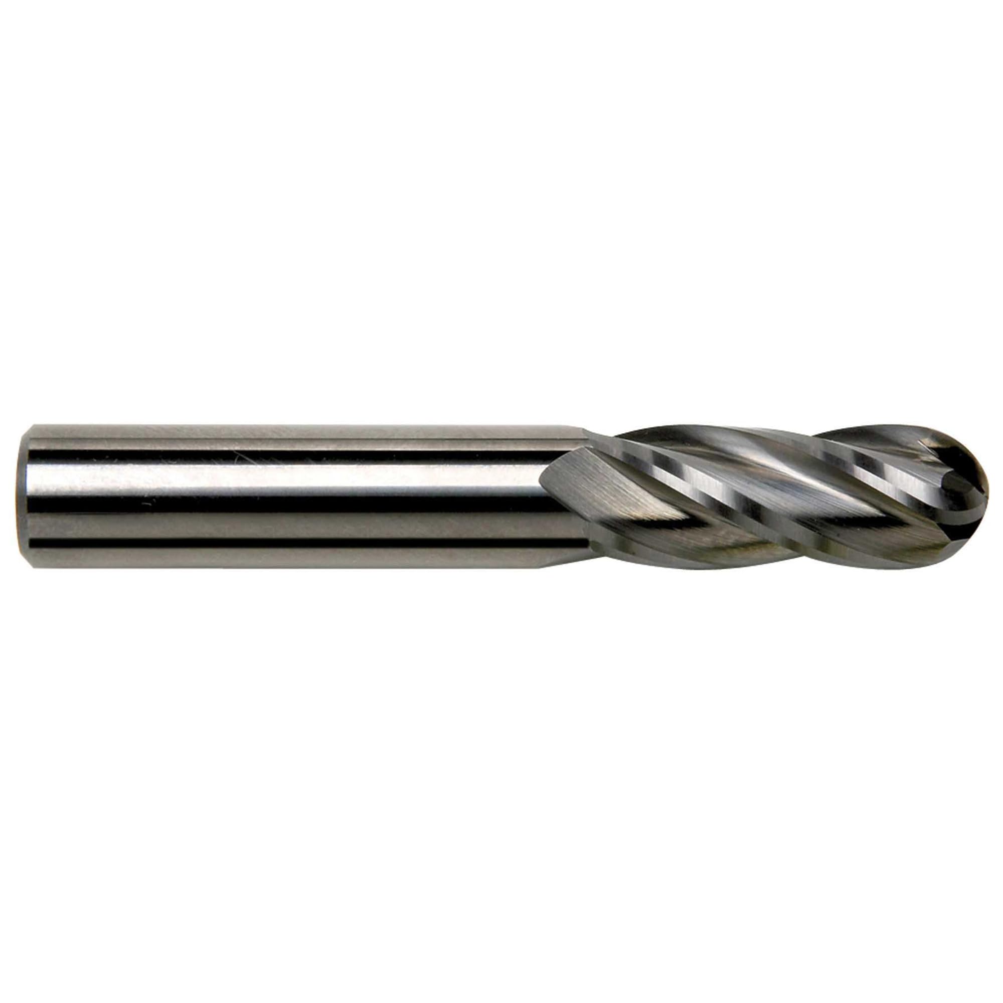 GS Tooling 102771 10.0mm Diameter x 10mm Shank 4-Flute Regular Length Ball Nose Blue Series Carbide End Mill