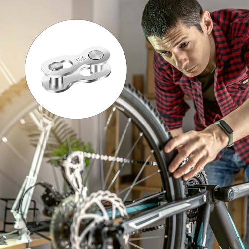 Molain 5 Pairs Bicycle Missing Link for 10 Speed Chain, Silver, Reusable Bike Chain Master Link for Road Mountain Racing Cycling