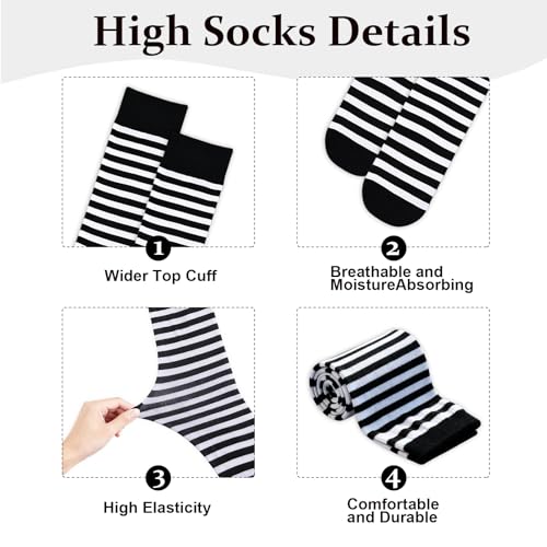 Image of YELAIVP Over Knee Rainbow Thigh High Socks Gloves Set Cosplay Accessories Arm Leg Warmers for Girls