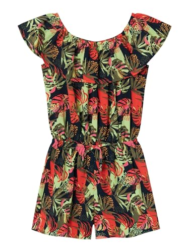 NAME IT Mädchen Nkfvinaya Ss Playsuit Fffff Noos, Dark Sapphire/Print:Tropical, 128