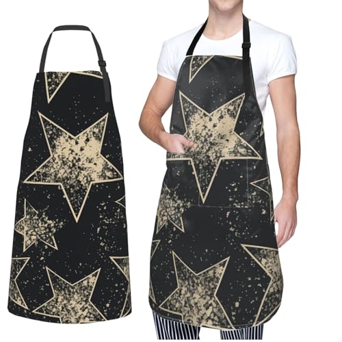 GFLFMXZW Apron for Women Men Waterpoof Aprons Star Adjustable Bib Work Aprons for Dishwashing