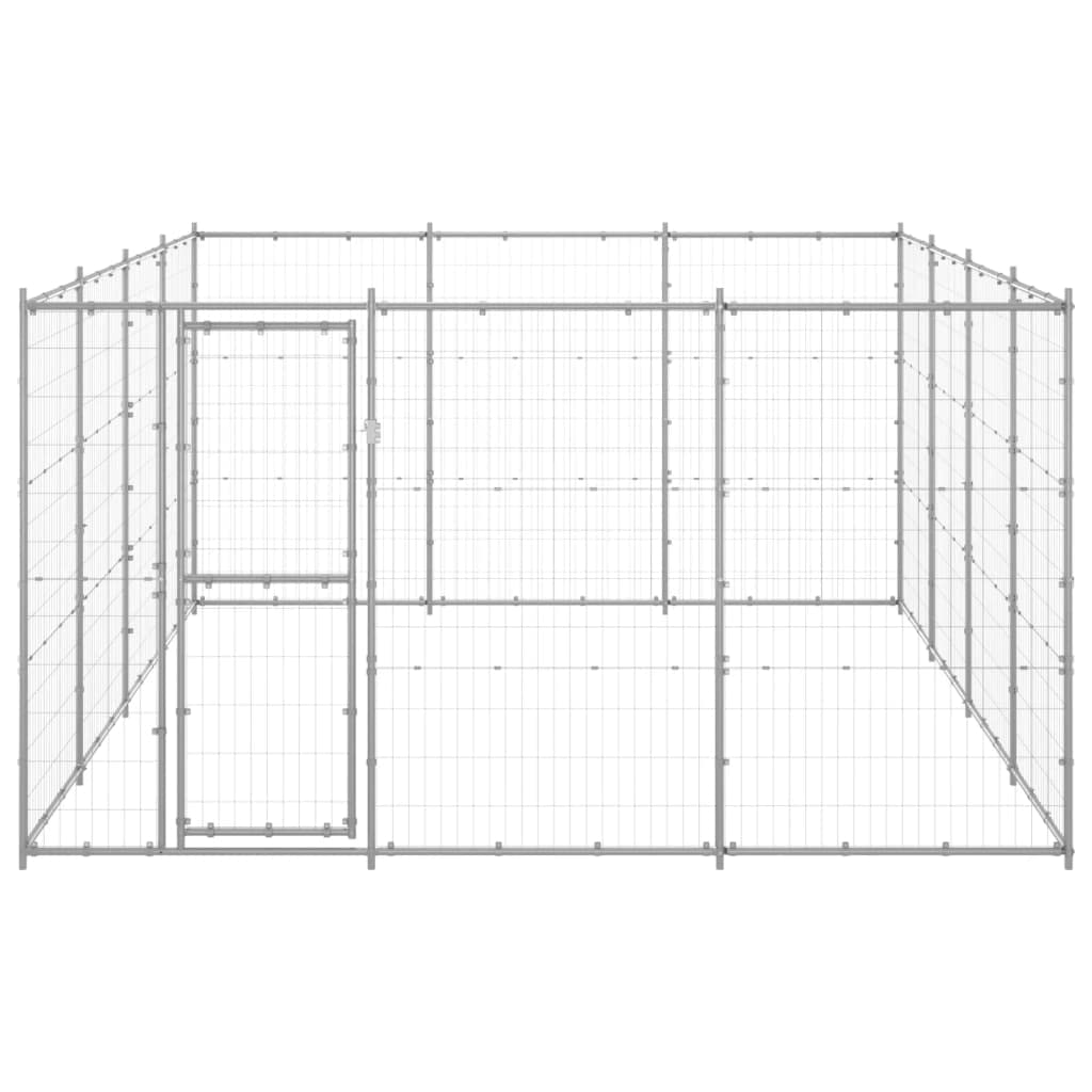 vidaXL Chenil Extérieur Acier Galvanisé 14,52 m² Enclos Niche Cage pour Chiens
