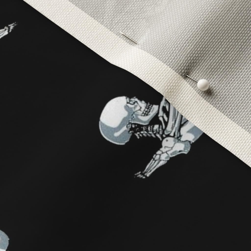 Spoonflower Fabric - Skeleton Halloween Bone Love Black Skull Printed on Upholstery Velvet Fabric Fat Quarter - Upholstery Home Decor Bottomweight Apparel