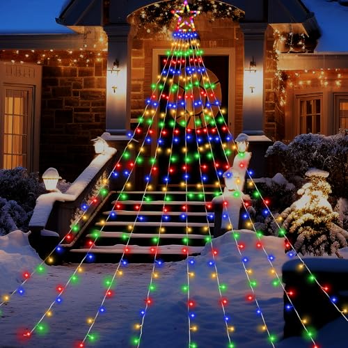 Christmas Decorations Outdoor,11.5 ft 317 LED Star Christmas Tree Lights,8