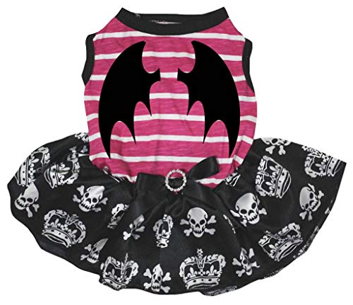 Vestido para cachorro Devil Wings rosa con calavera talla M 2