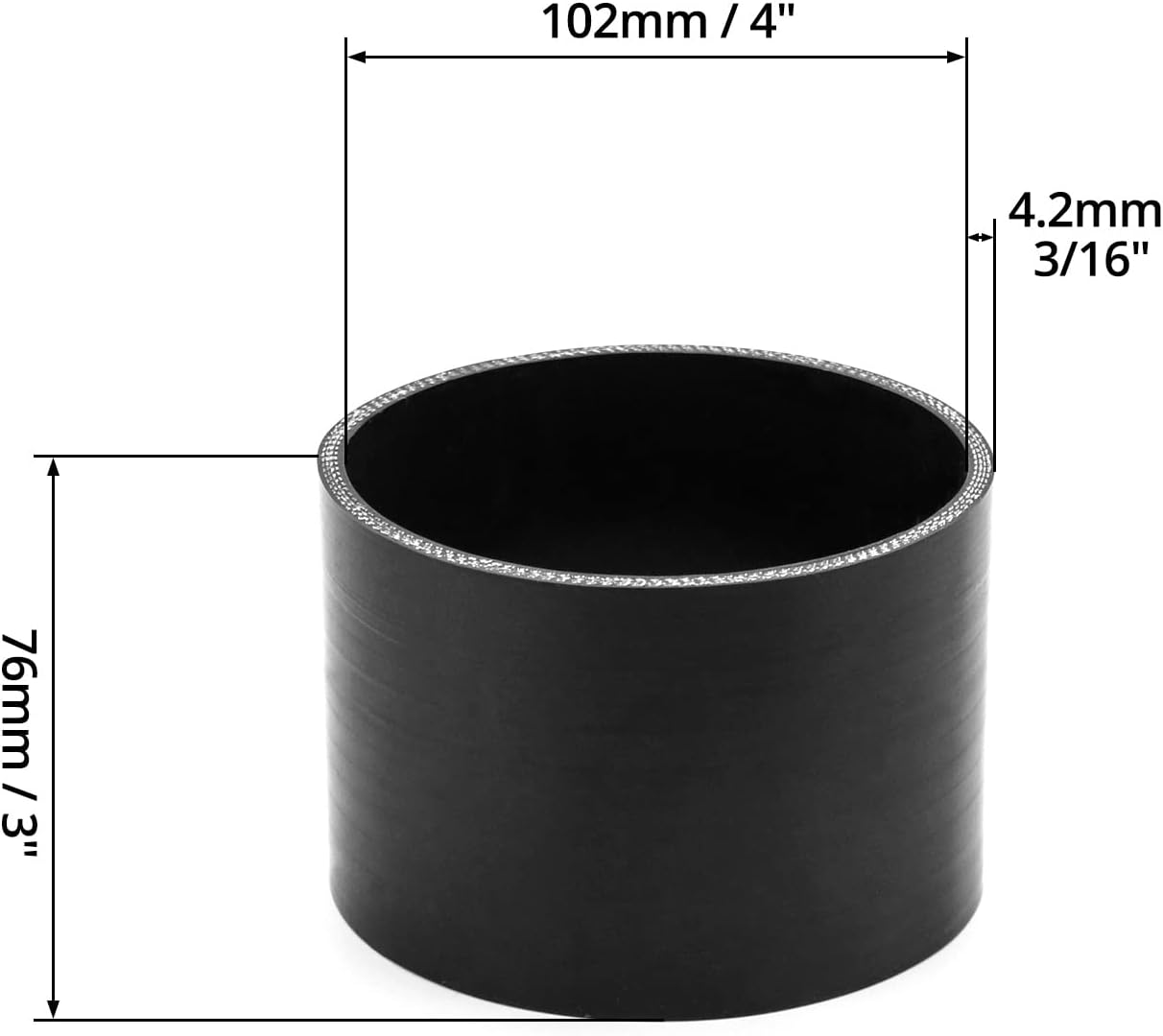 QWORK Straight Coupler Hose, 2 Pcs 4" ID 4-Ply Reinforced Silicone Hose for Marine and Industrial