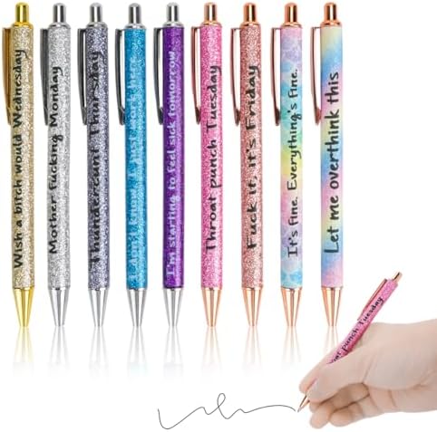 9 Pcs Funny Daily Pens, Fun Ballpoint Pen Set Describing Mentality ...