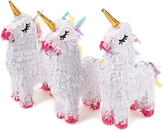 Blue Panda Pack of 3 Miniature Unicorn Pinatas - Mini-Sized White Pinatas
