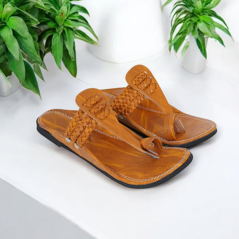 Image of DFR Ethnic Sandals For Boys Men, Comfortable Rajasthani Slippers