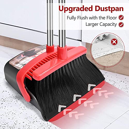 Aifacay Broom And Dustpan Set With Black Over The Door Hooks For Floor Cleaning And Home Storage, Upright Standing Dustpan And Broom Set, Adjustable Over The Door Hanger #TOP2