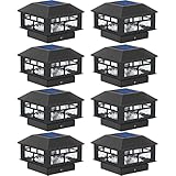 POWGDLT Solar Post Cap Lights Outdoor 20 Lumen Double LED Fence Post Solar Powered Waterproof Light