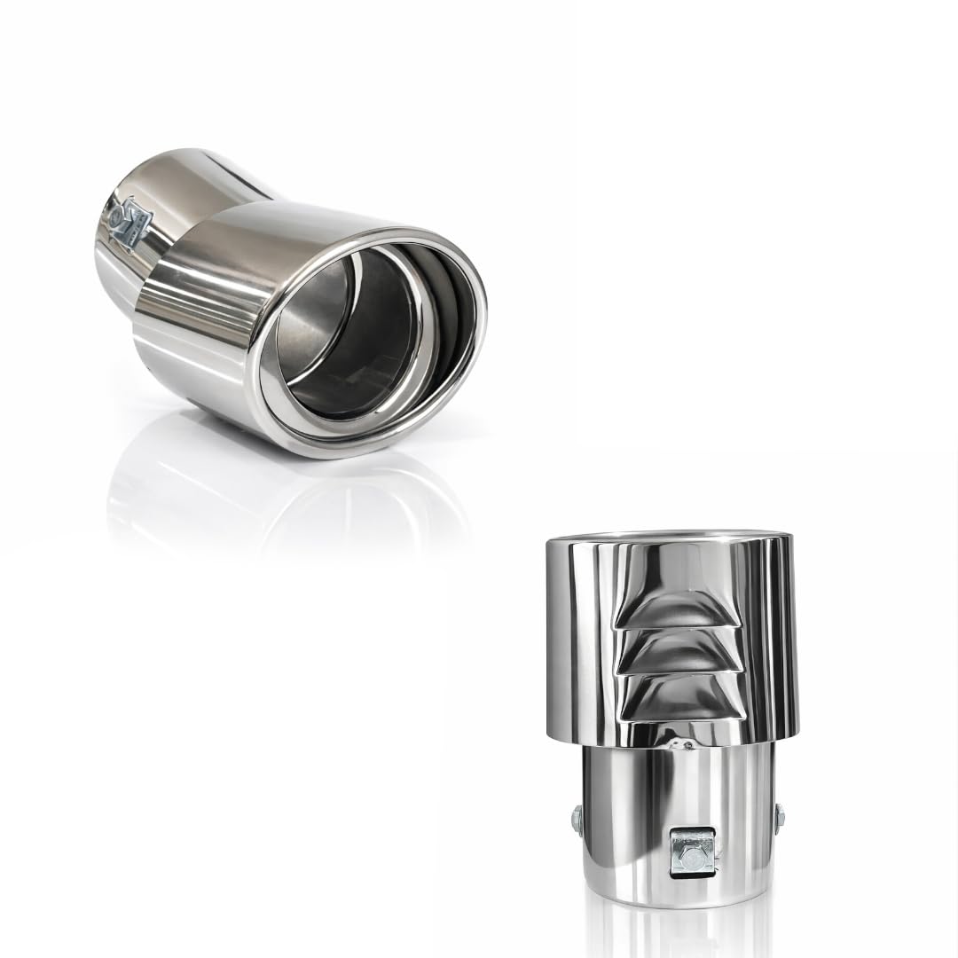 Stainless Steel Silencer Show Pipe for Innova Crysta | Rear Exhaust Muffler Tip | Rust Resistant Polished Finish | Silver-image-6
