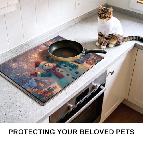 Image of Snowman Christmas Fireworks Celebration Stove Cover 28.35x20.47in