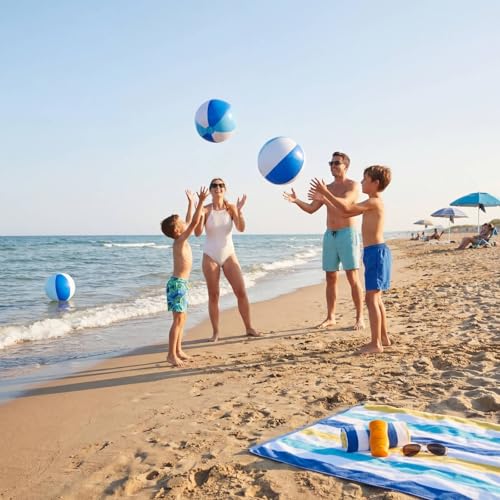 Realspring 24 Pcs Inflatable Pastel Beach Balls,Blue and White,26.5 Inch by Realspring - Used condition - Image 6