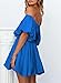 Dokotoo Women One Shoulder Dresses Fashion 2025 Lantern Sleeve Blue Pirate Dress Ruffle Elastic Waist A-Line Spring Dresses for Wedding Guest XX-Large