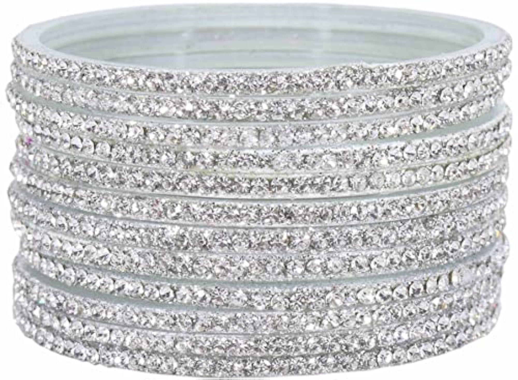 Zircon Gemstone Studded Bangle Set, Pack Of 12