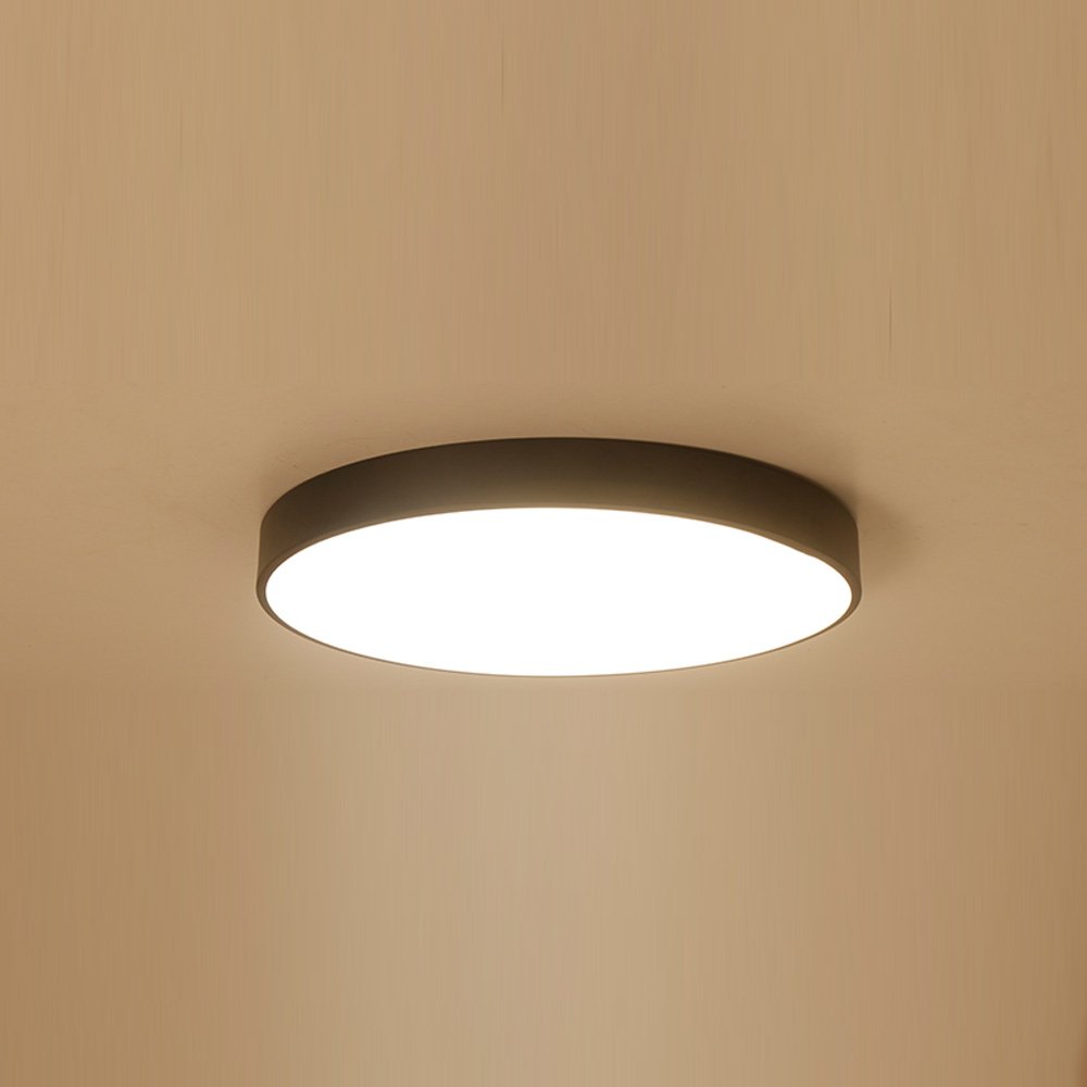Ultra-cienka, okrągła lampa sufitowa LED, 6000 K, do sypialni, salonu, gabinetu, na balkon, do korytarza, oświetlenie sufitowe, wysoka jakość (czarna)