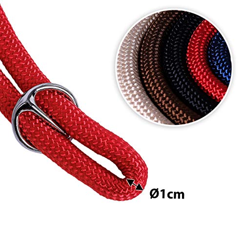lionto Hundehalsband aus strapazierfähigem Nylon für Hundetraining, Länge 45 cm, 1 cm Dicke, Zugstopp Halsband für Hunde, Lederimitat mit Metallring & Anpassung durch stufenlosen Schieber, rot
