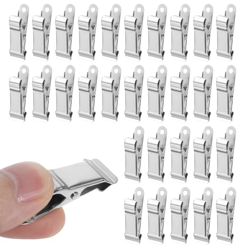 30 Pcs Silver Metal Mini Clips, Crocodile Alligator Clips, Iron Material Clamps, Multifunctional Anti Slip Spring Clamp with Smooth Jaw, for Wire, Work, Clothes, Crafts, Photos, Curtain, DIY Projects