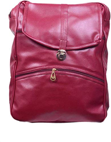 maroon leather backpack