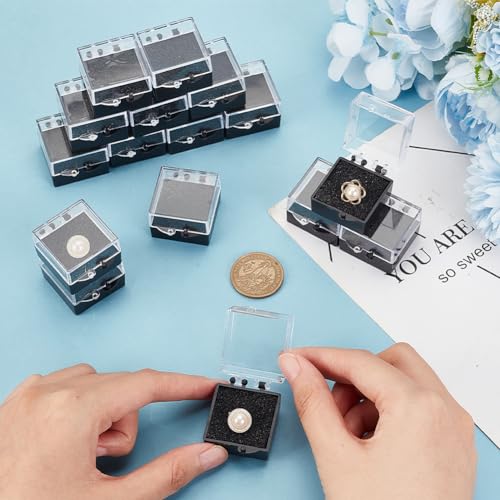 Image of OLYCRAFT 16Pcs Clear Plastic Gift Box For Pin 1.1x1.1x0.4 Inch Black Small Presentation Boxes for Badge Clear Lapel Pin Presentation Display Case for Lapel Pin Gemstone Storage Display (Pack of 2)