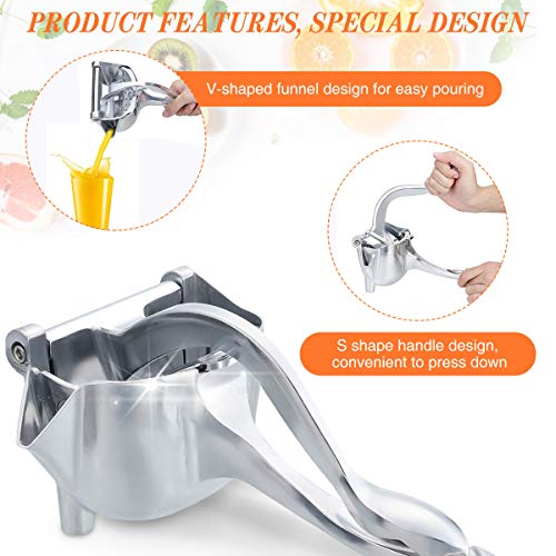 CHARMINER Stainless Steel Manual Fruit Juicer, Alloy Lemon Squeezer, Stainless Steel Lemon Orange Juicer Hand Press Detachable Extractor Tool for Oranges Lemons for Home