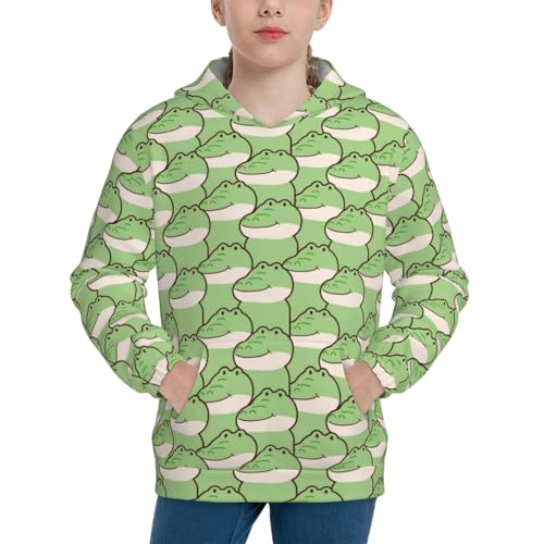 Cute Smile Face Crocodile Kids Pullover Hoodies Boys Sweatshirts Girls Athletic Clothes with Pocket
